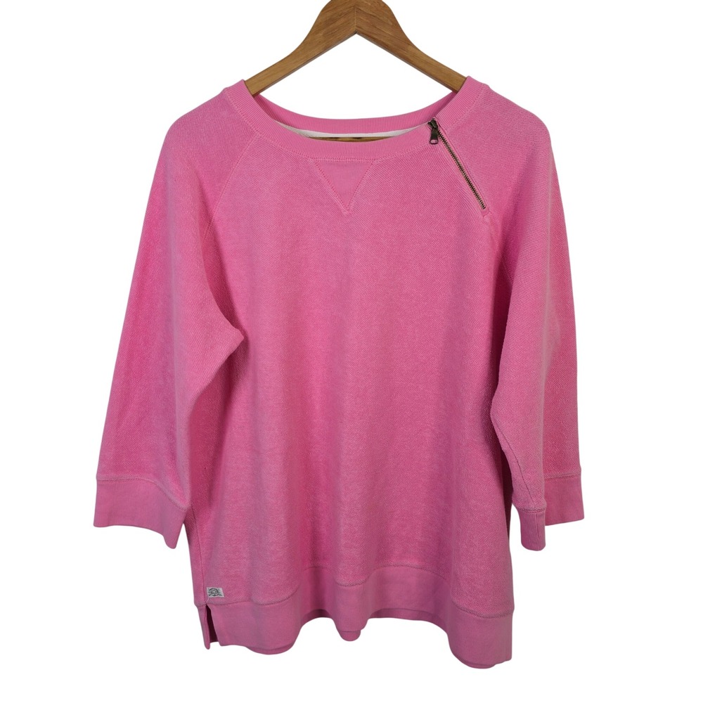 Lauren Ralph Lauren Pink 3/4 Sleeve Shoulder Zip Sweatshirt 1X Terry Cloth